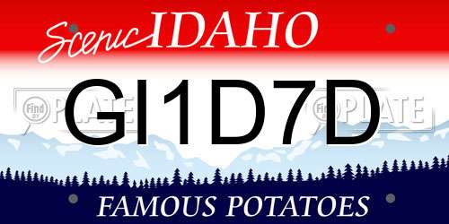 GI1D7D Idaho License Plate