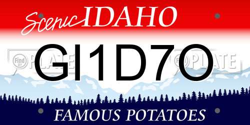 GI1D7O Idaho License Plate