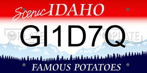 GI1D7Q Idaho License Plate