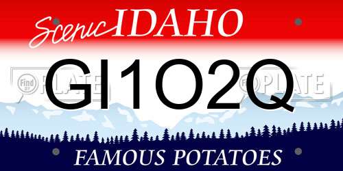 GI1O2Q Idaho License Plate