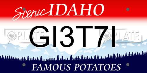 GI3T7I Idaho License Plate
