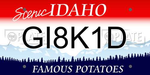 GI8K1D Idaho License Plate