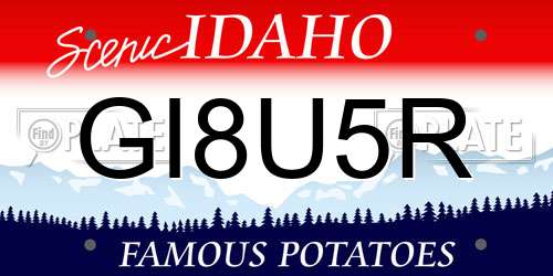 GI8U5R Idaho License Plate
