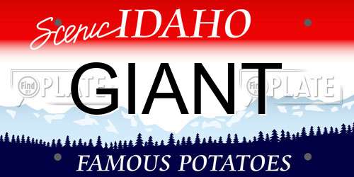 GIANT Idaho License Plate