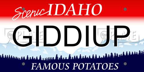GIDDIUP Idaho License Plate