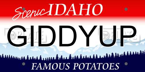 GIDDYUP Idaho License Plate