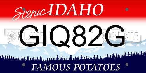 GIQ82G Idaho License Plate