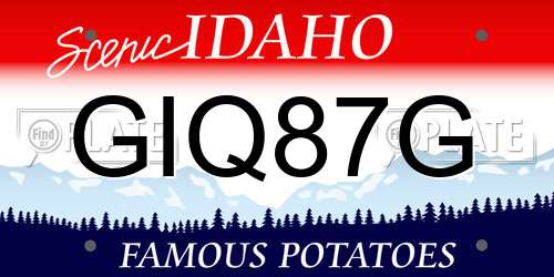 GIQ87G Idaho License Plate