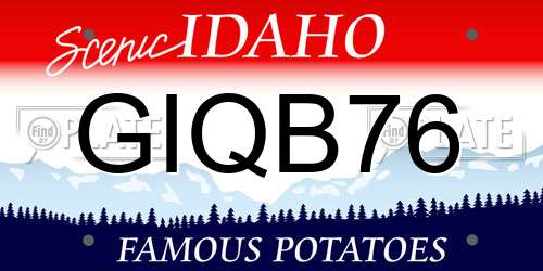GIQB76 Idaho License Plate