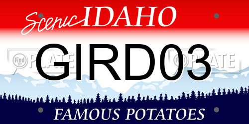 GIRD03 Idaho License Plate
