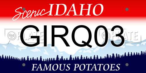 GIRQ03 Idaho License Plate