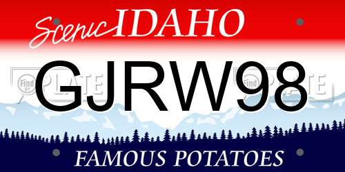GJRW98 Idaho License Plate