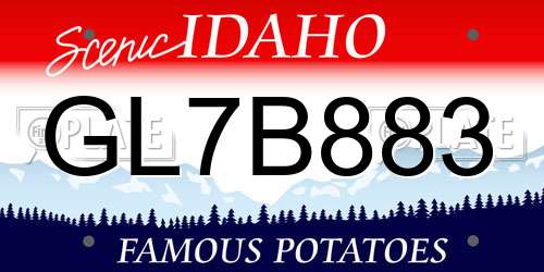 GL7B883 Idaho License Plate