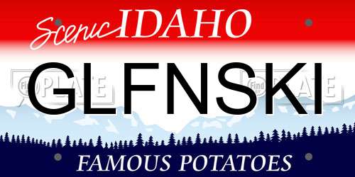 GLFNSKI Idaho License Plate