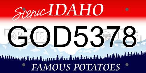 GOD5378 Idaho License Plate