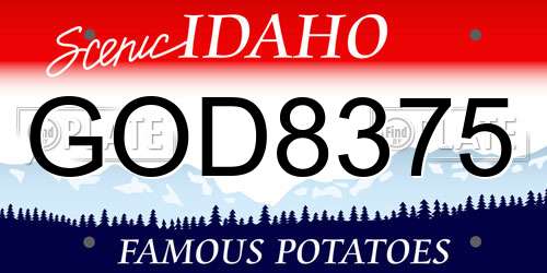 GOD8375 Idaho License Plate