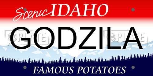 GODZILA Idaho License Plate