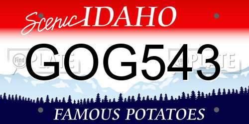 GOG543 Idaho License Plate