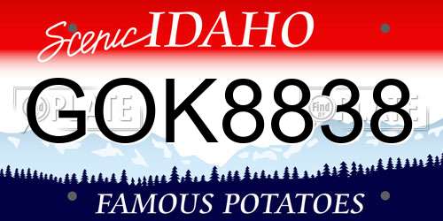 GOK8838 Idaho License Plate