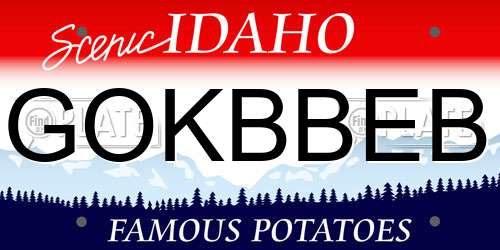 GOKBBEB Idaho License Plate