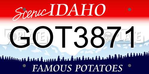 GOT3871 Idaho License Plate