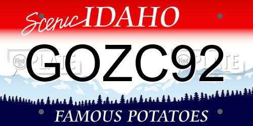 GOZC92 Idaho License Plate