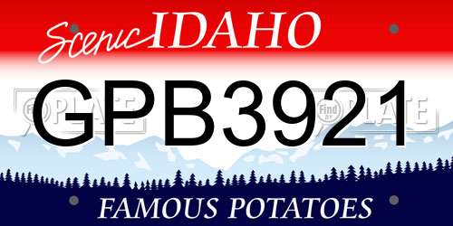 GPB3921 Idaho License Plate