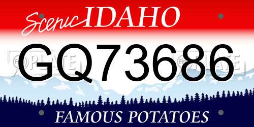 GQ73686 Idaho License Plate