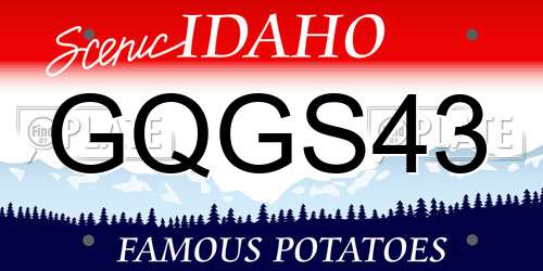 GQGS43 Idaho License Plate