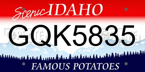GQK5835 Idaho License Plate