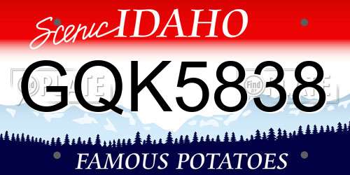 GQK5838 Idaho License Plate