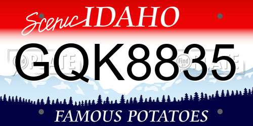 GQK8835 Idaho License Plate