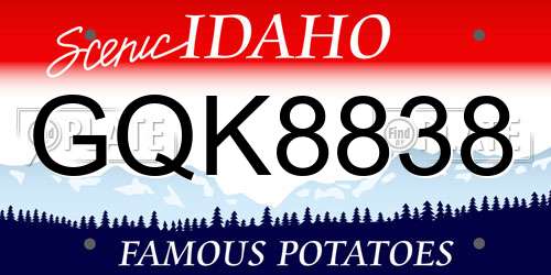 GQK8838 Idaho License Plate