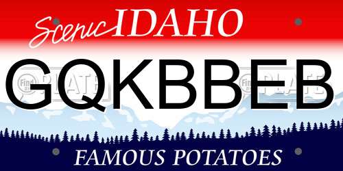 GQKBBEB Idaho License Plate