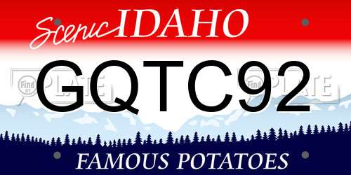 GQTC92 Idaho License Plate