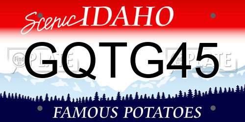 GQTG45 Idaho License Plate