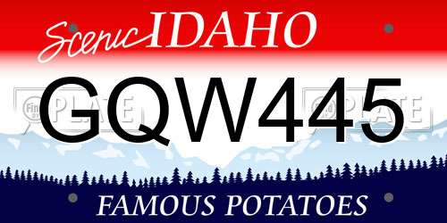 GQW445 Idaho License Plate
