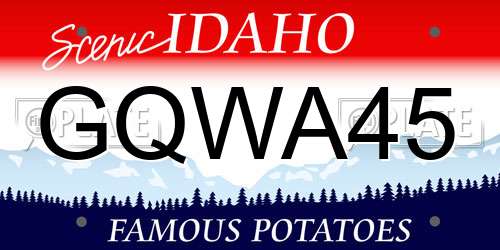 GQWA45 Idaho License Plate