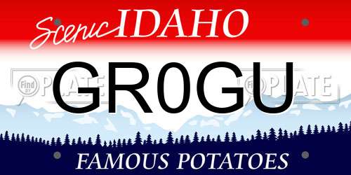 GR0GU Idaho License Plate