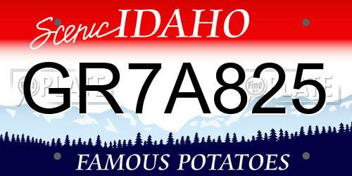 GR7A825 Idaho License Plate