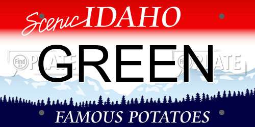 GREEN Idaho License Plate