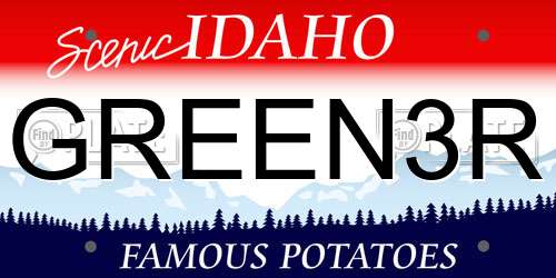 GREEN3R Idaho License Plate