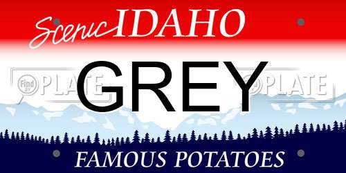 GREY Idaho License Plate