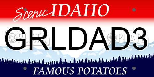 GRLDAD3 Idaho License Plate