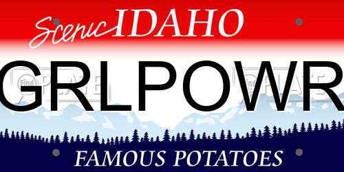 GRLPOWR Idaho License Plate