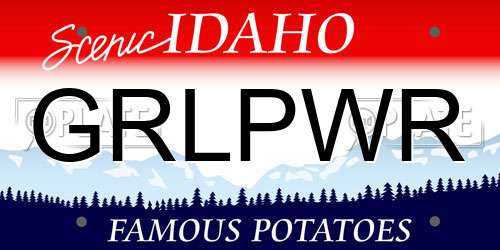 GRLPWR Idaho License Plate