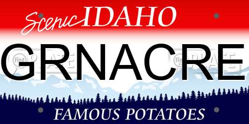 GRNACRE Idaho License Plate