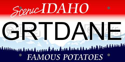 GRTDANE Idaho License Plate