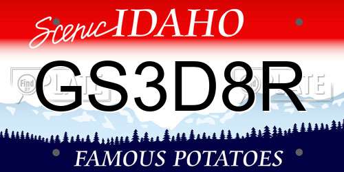 GS3D8R Idaho License Plate