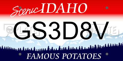 GS3D8V Idaho License Plate